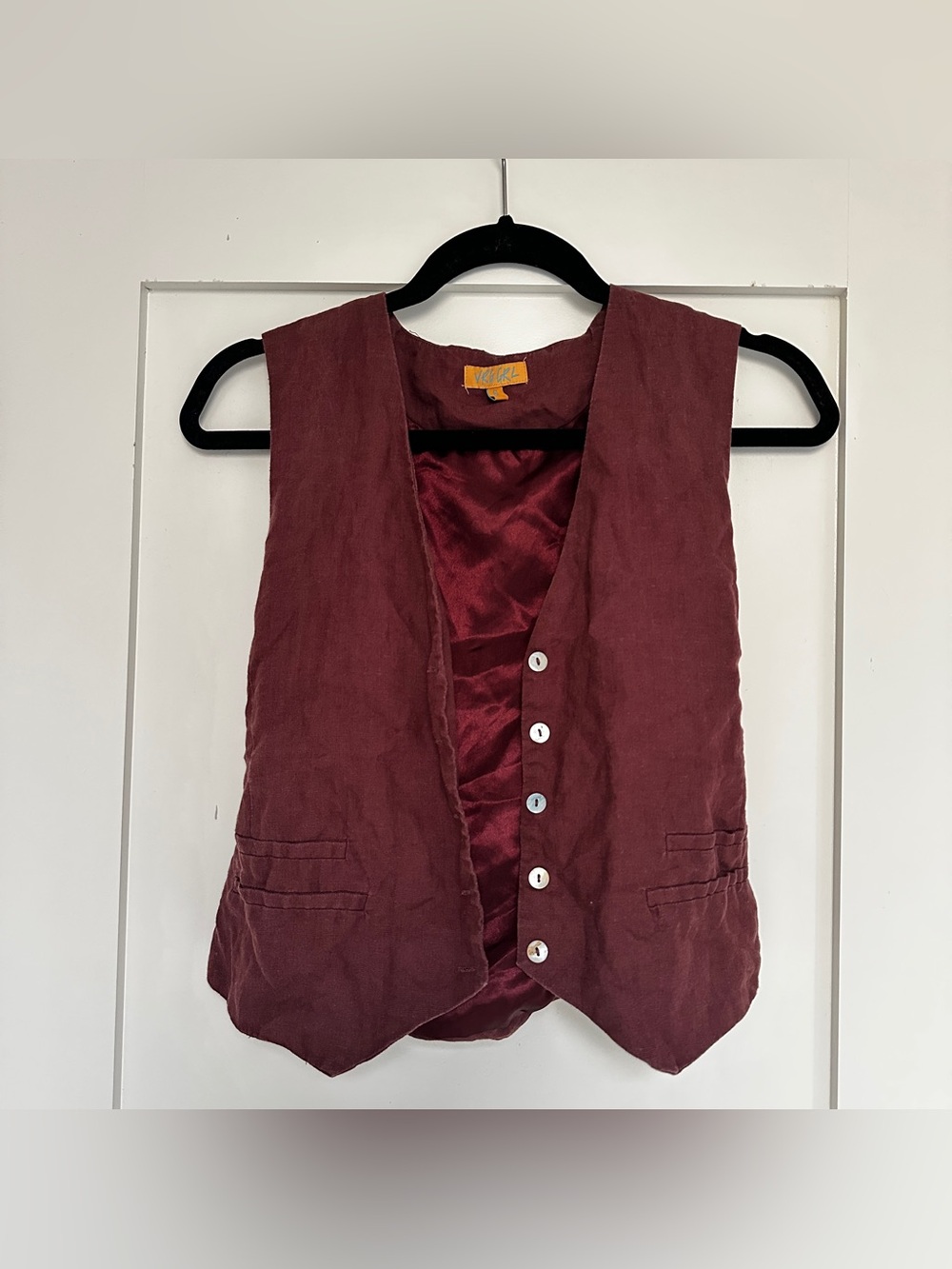 Verge girl wine/ burgundy linen vest